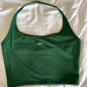 SET Active Sportbody Halter Cami Crop, Wild green color, women's size small